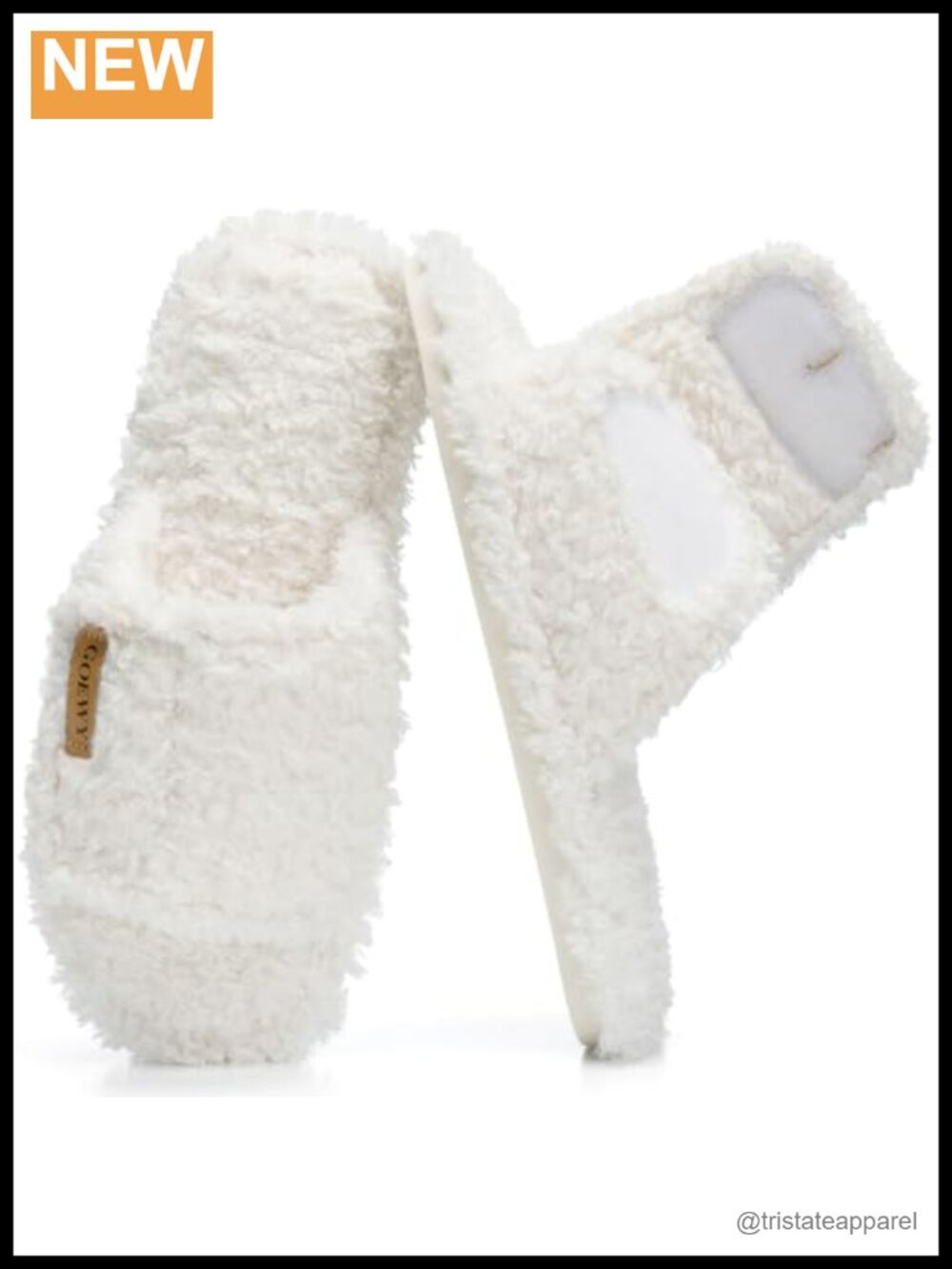 Open Toe Slippers Memory Foam Adjustable Faux Fur Indoor House Shoes